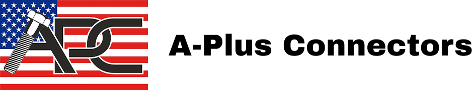 Logo with wrench on American flag background.
